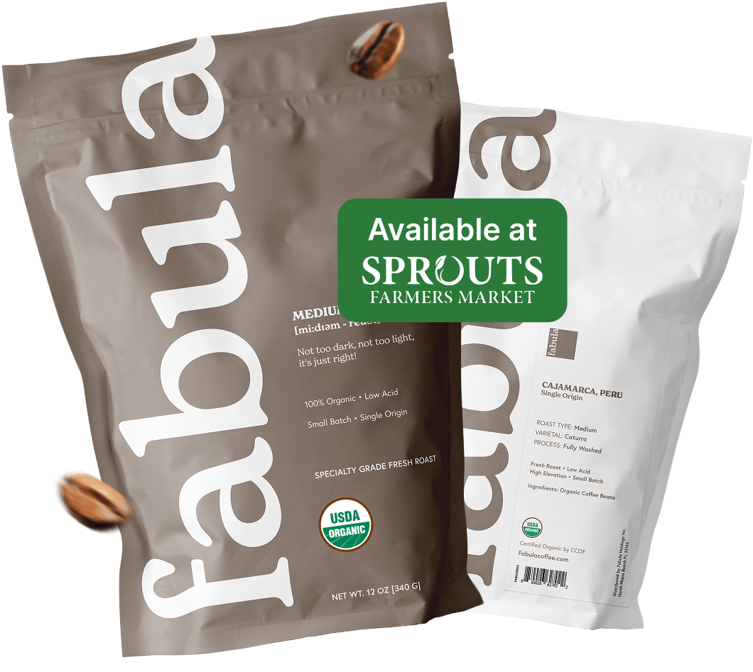Bags of Fabula organic specialty coffee